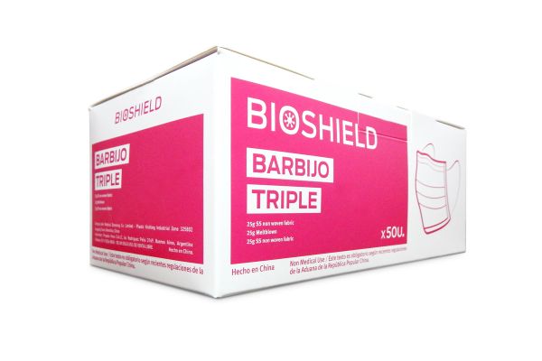 Barbijo Triple con Elástico x50 + Caja Dispensadora